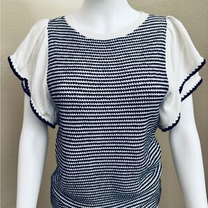 Ann Taylor Black and White Knit Blouse